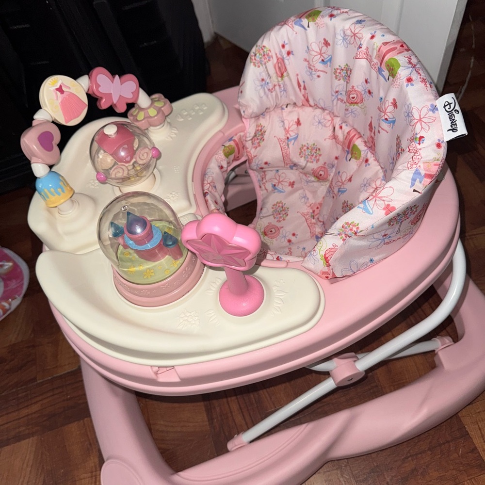 Disney Floral Pink Baby Walker with Toys